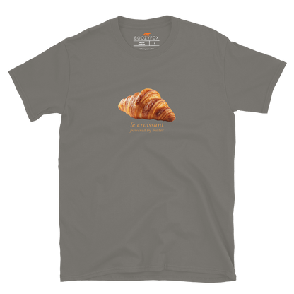Funny Le Croissant graphic t-shirt in charcoal by Boozy Fox