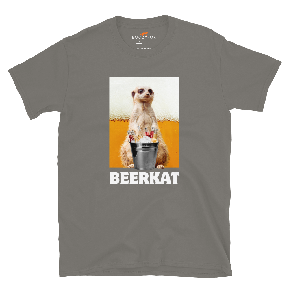 Funny Meerkat graphic t-shirt in charcoal by Boozy Fox