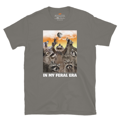 Funny In My Feral Era Raccoon graphic t-shirt in charcoal by Boozy Fox