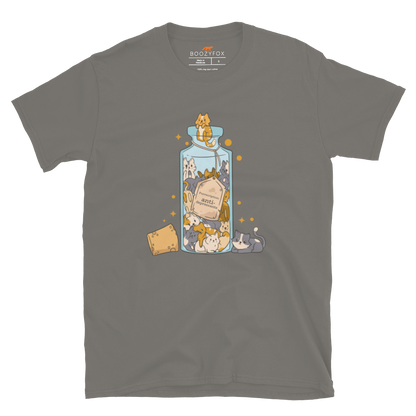 Funny Purrscription: Anti-depressants Cat graphic t-shirt in charcoal grey by Boozy Fox