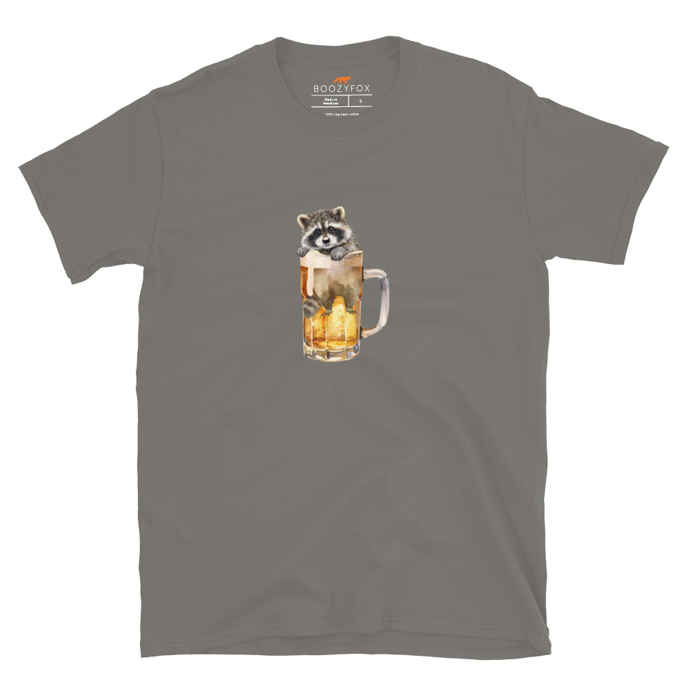 Funny Raccoon in Beer Glass beer lover graphic t-shirt in charcoal grey by Boozy Fox