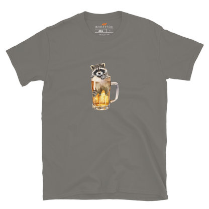 Funny Raccoon in Beer Glass beer lover graphic t-shirt in charcoal grey by Boozy Fox