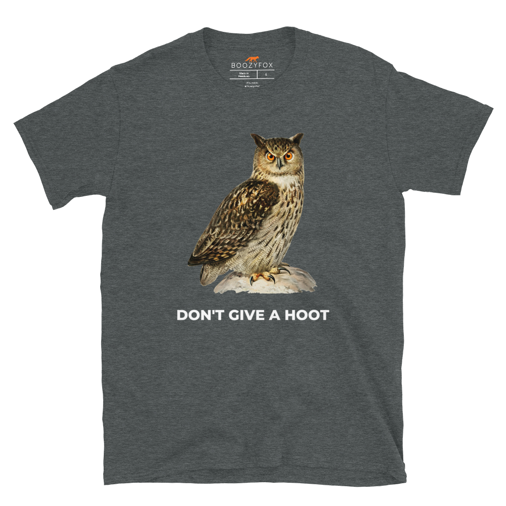 Don't Give A Hoot Owl T-Shirt Online - Dark heather - Boozy Fox