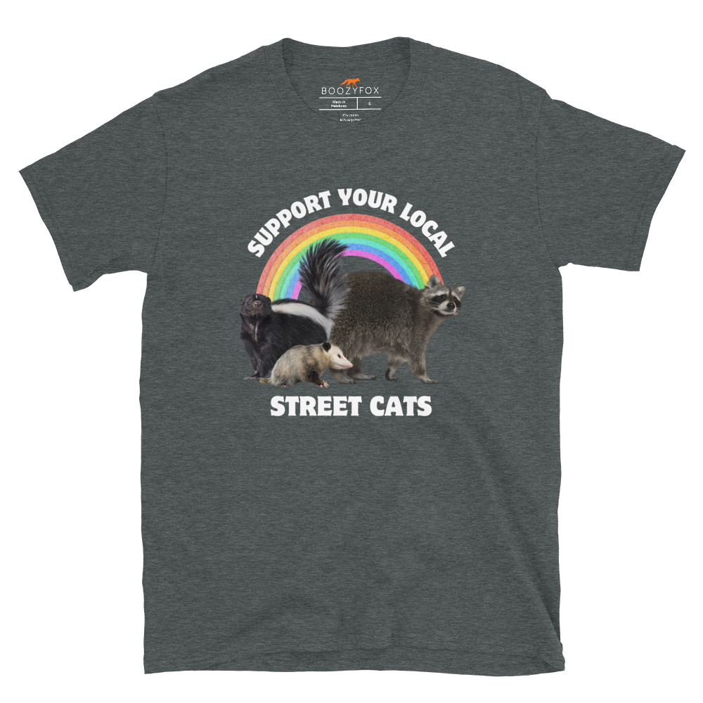 Support Your Local Street Cats T-Shirt Online - Dark Heather - Boozy Fox