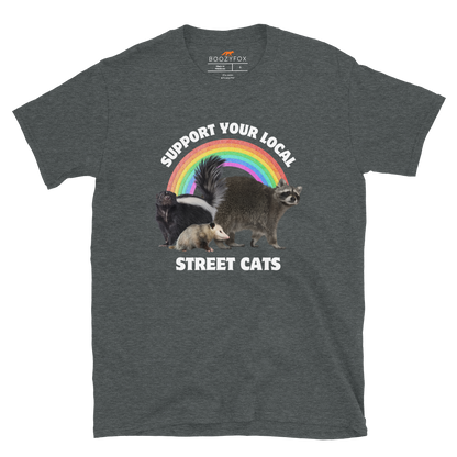 Support Your Local Street Cats T-Shirt Online - Dark Heather - Boozy Fox