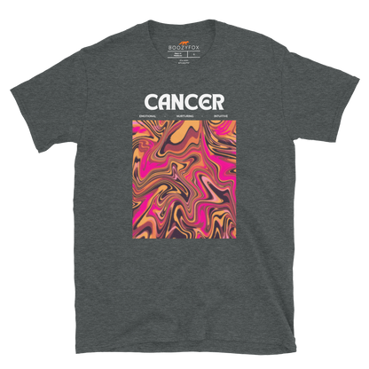 Dark Heather Cancer T-Shirt featuring an Abstract Cancer Star Sign graphic on the chest - Cool Graphic Zodiac T-Shirts - Boozy Fox