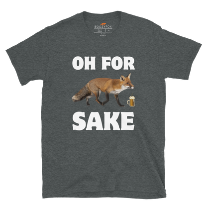 Dark Heather Fox T-Shirt featuring a Oh For Fox Sake graphic on the chest - Funny Graphic Fox T-Shirts - Boozy Fox