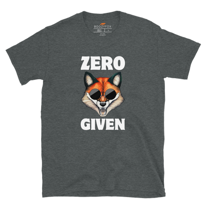 Dark Heather Fox T-Shirt featuring a Zero Fox Given graphic on the chest - Funny Graphic Fox T-Shirts - Boozy Fox