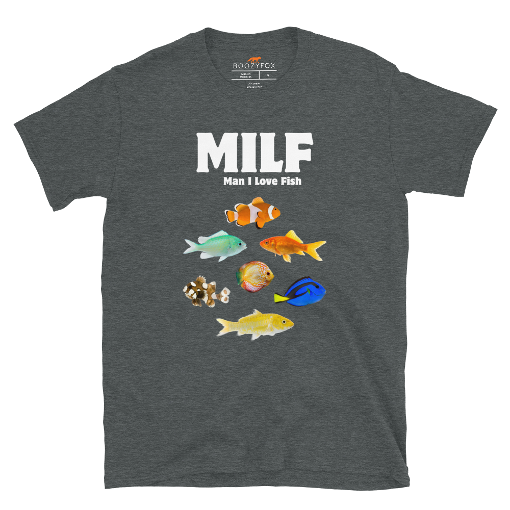Man I Love Fish T-Shirt Online - Dark Heather - Boozy Fox