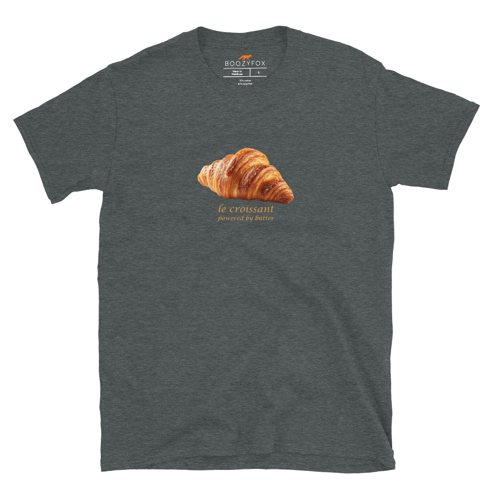 Funny Le Croissant graphic t-shirt in dark heather by Boozy Fox