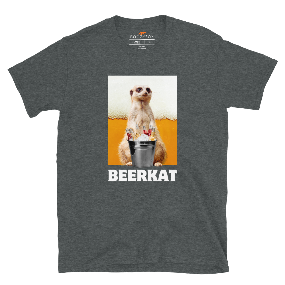 Funny Meerkat graphic t-shirt in dark heather by Boozy Fox