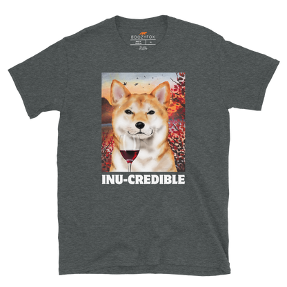 Funny Shiba Inu graphic t-shirt in dark heather by Boozy Fox
