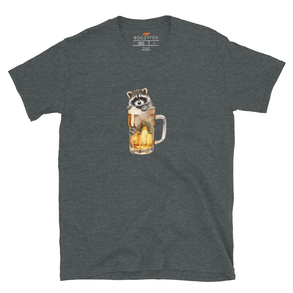 Funny Raccoon in Beer Glass beer lover graphic t-shirt in dark heather by Boozy Fox