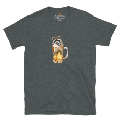 Funny Raccoon in Beer Glass beer lover graphic t-shirt in dark heather by Boozy Fox