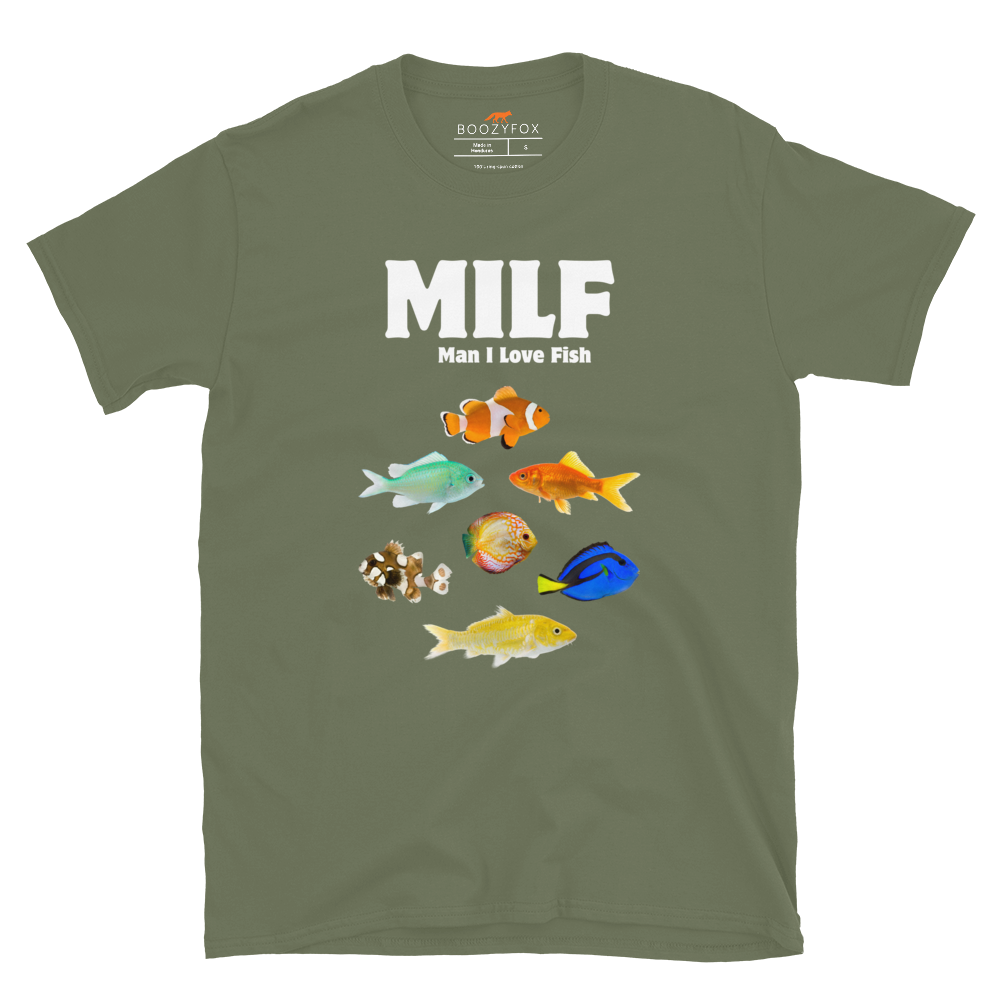 Man I Love Fish T-Shirt Online - Military Green - Boozy Fox