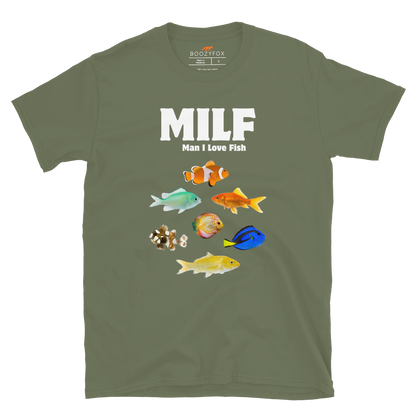 Man I Love Fish T-Shirt Online - Military Green - Boozy Fox