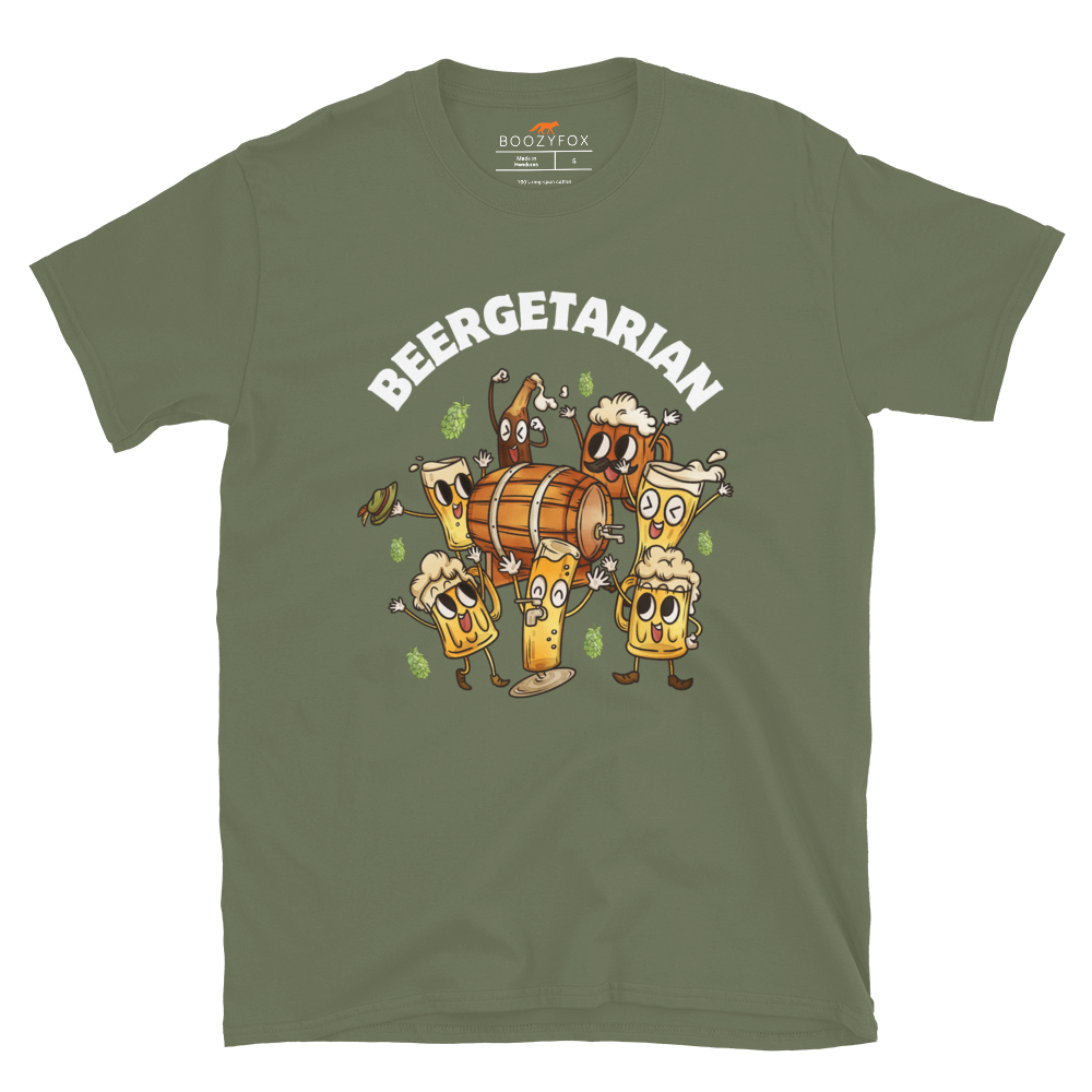 Beergetarian Beer T-Shirt Online - Military Green - Boozy Fox