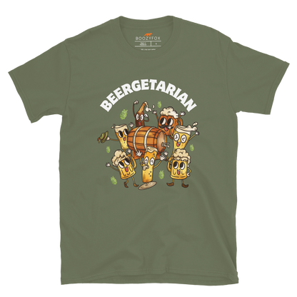 Beergetarian Beer T-Shirt Online - Military Green - Boozy Fox