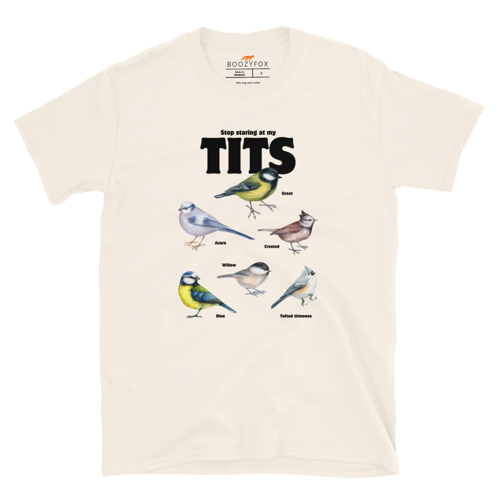 Stop Staring At My Tits T-Shirt Online - Natural White - Boozy Fox