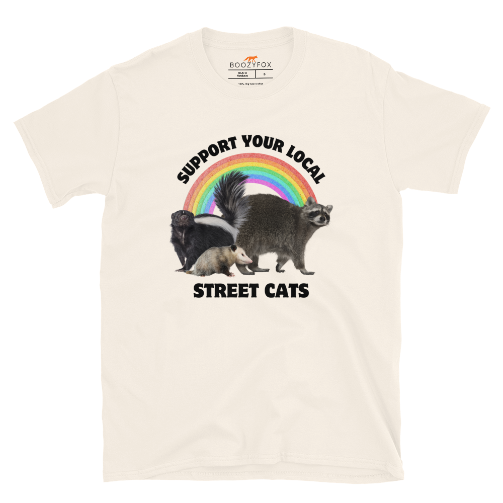 Support Your Local Street Cats T-Shirt Online - Natural White - Boozy Fox