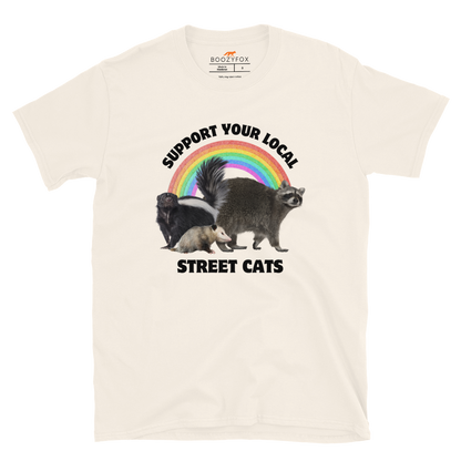 Support Your Local Street Cats T-Shirt Online - Natural White - Boozy Fox