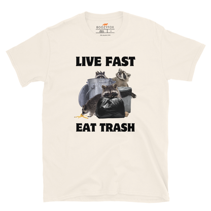 Live Fast Eat Trash Raccoon T-Shirt Online - Natural White - Boozy Fox