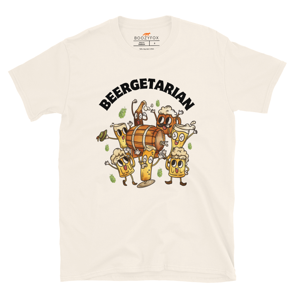 Beergetarian Beer T-Shirt Online - Natural White - Boozy Fox