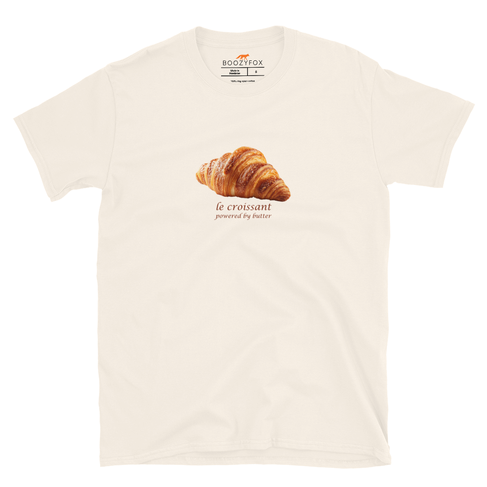 Funny Le Croissant graphic t-shirt in natural white by Boozy Fox