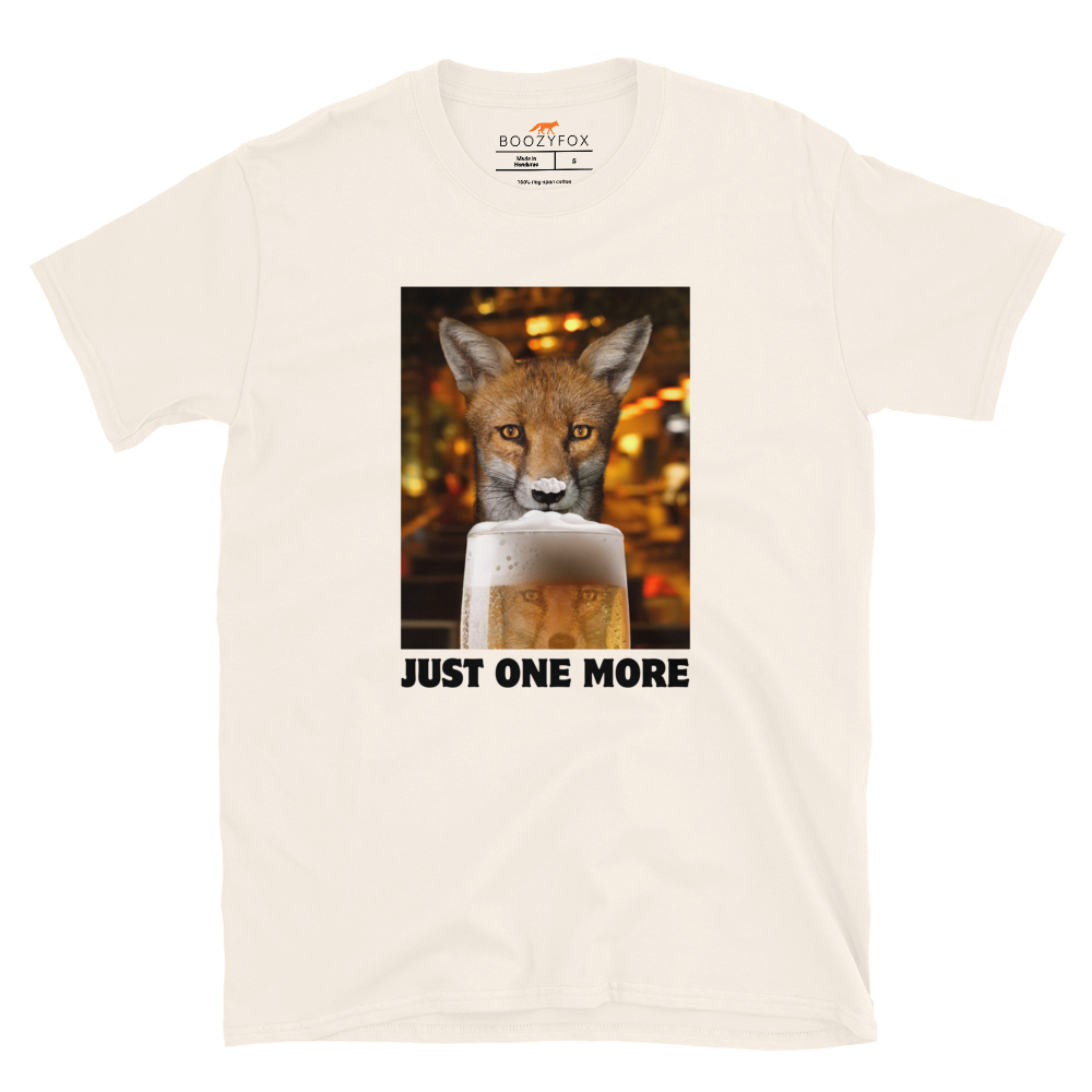 Funny Just One More Fox graphic t-shirt in natural white by Boozy Fox
