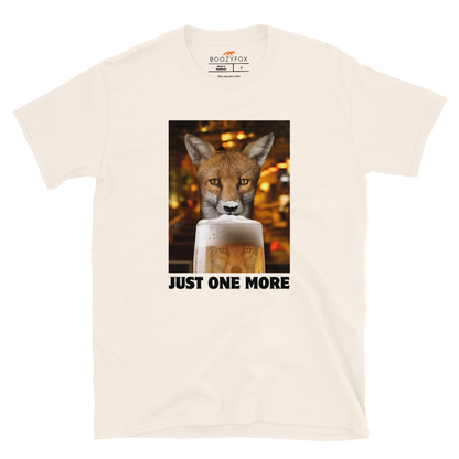 Funny Just One More Fox graphic t-shirt in natural white by Boozy Fox