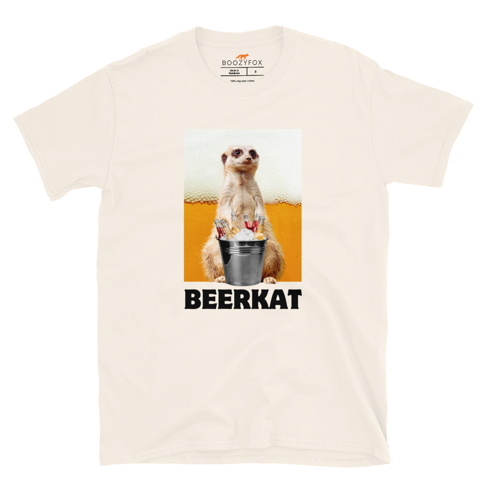 Funny Meerkat graphic t-shirt in natural white by Boozy Fox