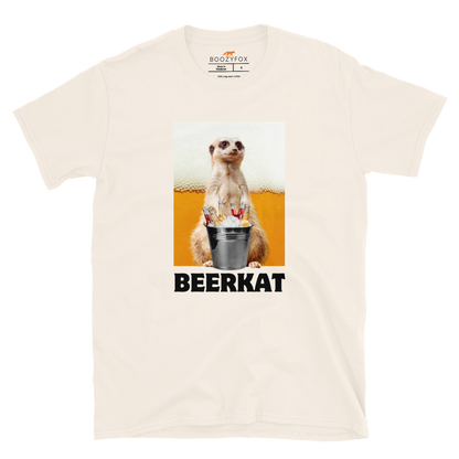Funny Meerkat graphic t-shirt in natural white by Boozy Fox