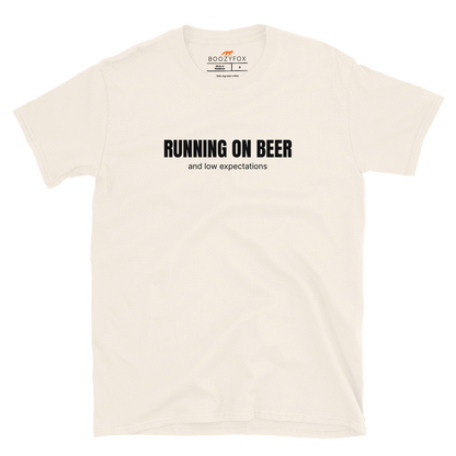 Funny Running on Beer graphic t-shirt in natural white by Boozy Fox