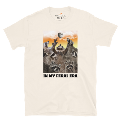 Funny In My Feral Era Raccoon graphic t-shirt in natural white by Boozy Fox