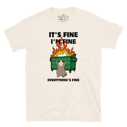Funny Dumpster Fire Raccoon graphic t-shirt in natural white by Boozy Fox