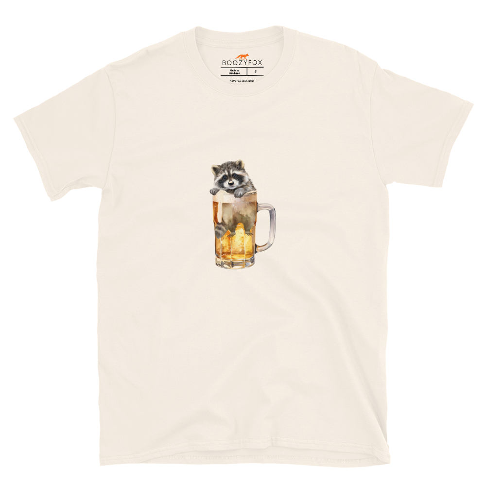 Funny Raccoon in Beer Glass beer lover graphic t-shirt in natural white by Boozy Fox