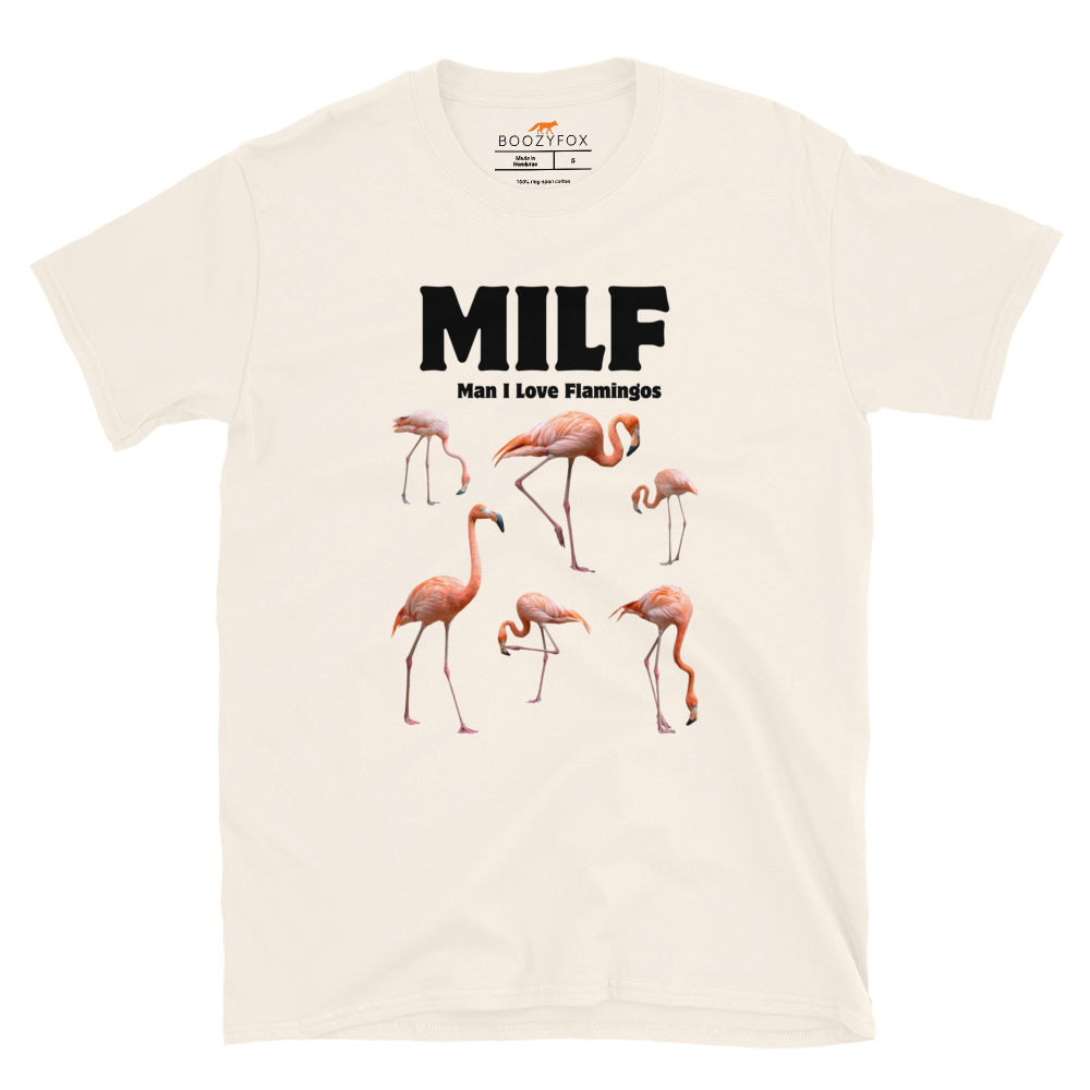 Funny Man I Love Flamingos graphic t-shirt in natural white by Boozy Fox