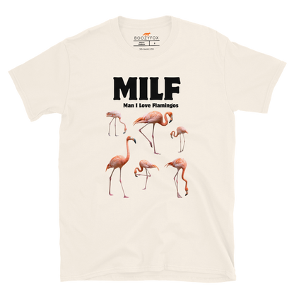 Funny Man I Love Flamingos graphic t-shirt in natural white by Boozy Fox