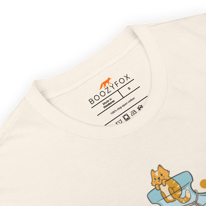 Product details of a Funny Purrscription: Anti-depressants Cat graphic t-shirt in natural white by Boozy Fox