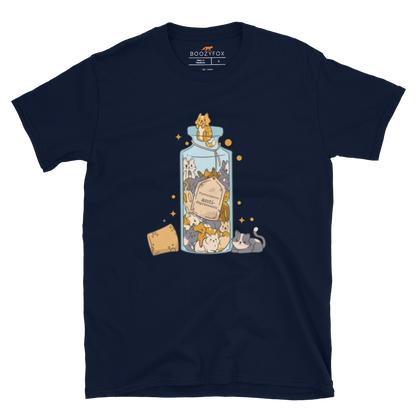 Navy Cat T-Shirt featuring a funny Anti-Depressants graphic on the chest - Cute Graphic Cat T-Shirts - Boozy Fox