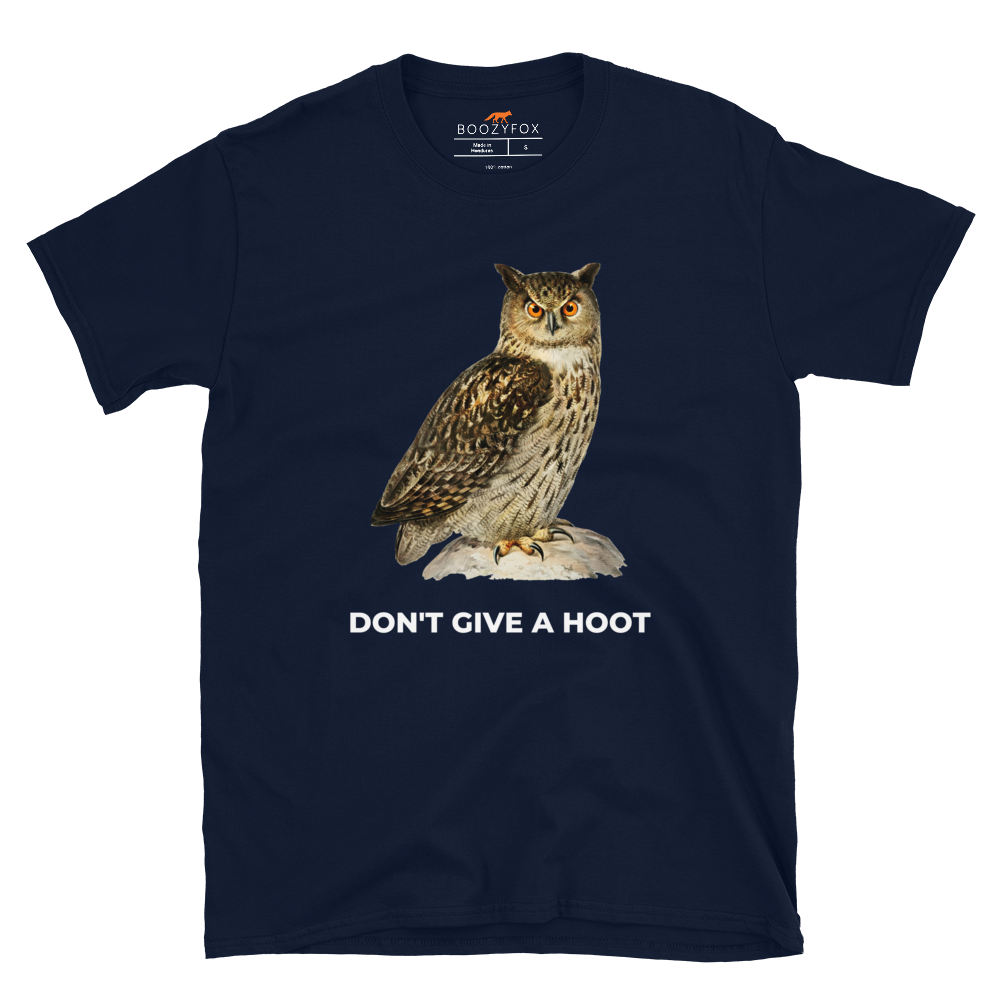 Don't Give A Hoot Owl T-Shirt Online - Navy - Boozy Fox