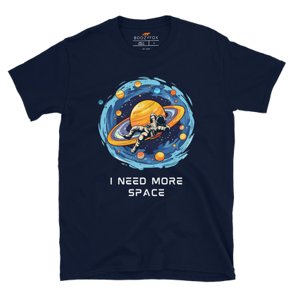 Navy Astronaut T-Shirt featuring a captivating I Need More Space graphic on the chest - Funny Graphic Space T-Shirts - Boozy Fox