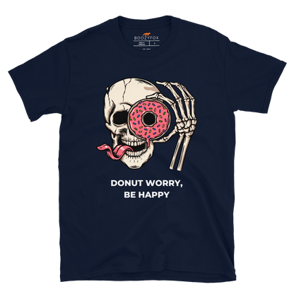 Donut Worry Be Happy T-Shirt Online - Navy - Boozy Fox