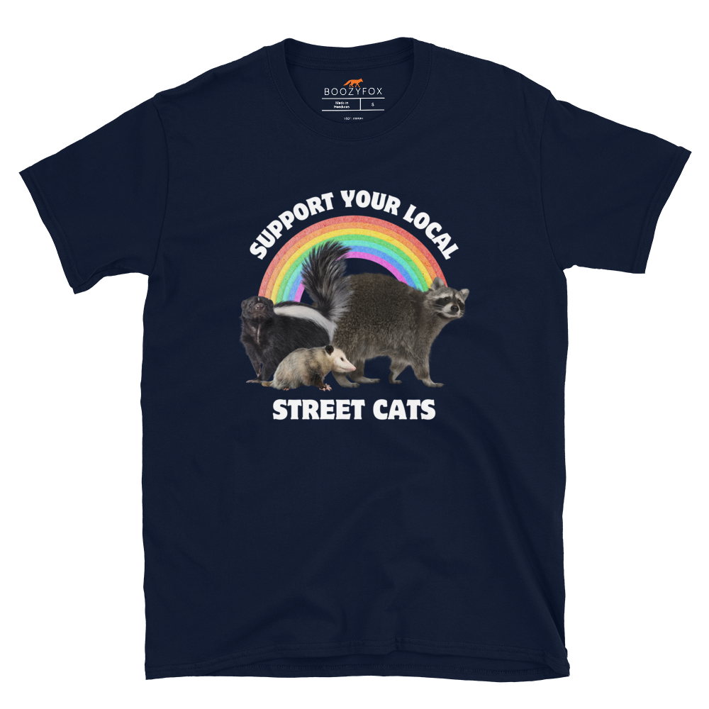 Support Your Local Street Cats T-Shirt Online - Navy - Boozy Fox