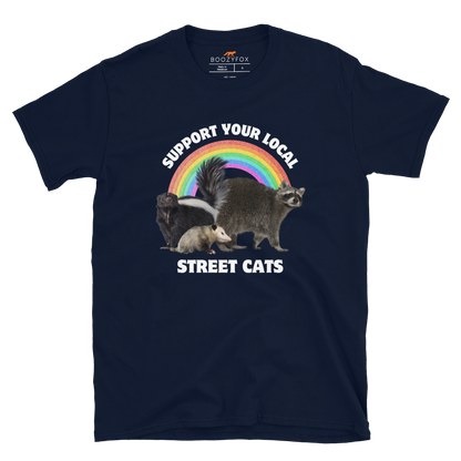 Support Your Local Street Cats T-Shirt Online - Navy - Boozy Fox