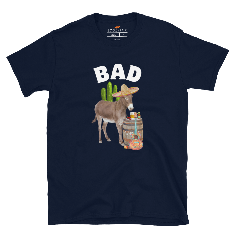 Navy Donkey T-Shirt Featuring a Funny Bad Ass Donkey graphic on the chest - Funny Graphic Bad Ass Donkey T-Shirts - Boozy Fox