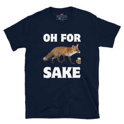 Navy Fox T-Shirt featuring a Oh For Fox Sake graphic on the chest - Funny Graphic Fox T-Shirts - Boozy Fox