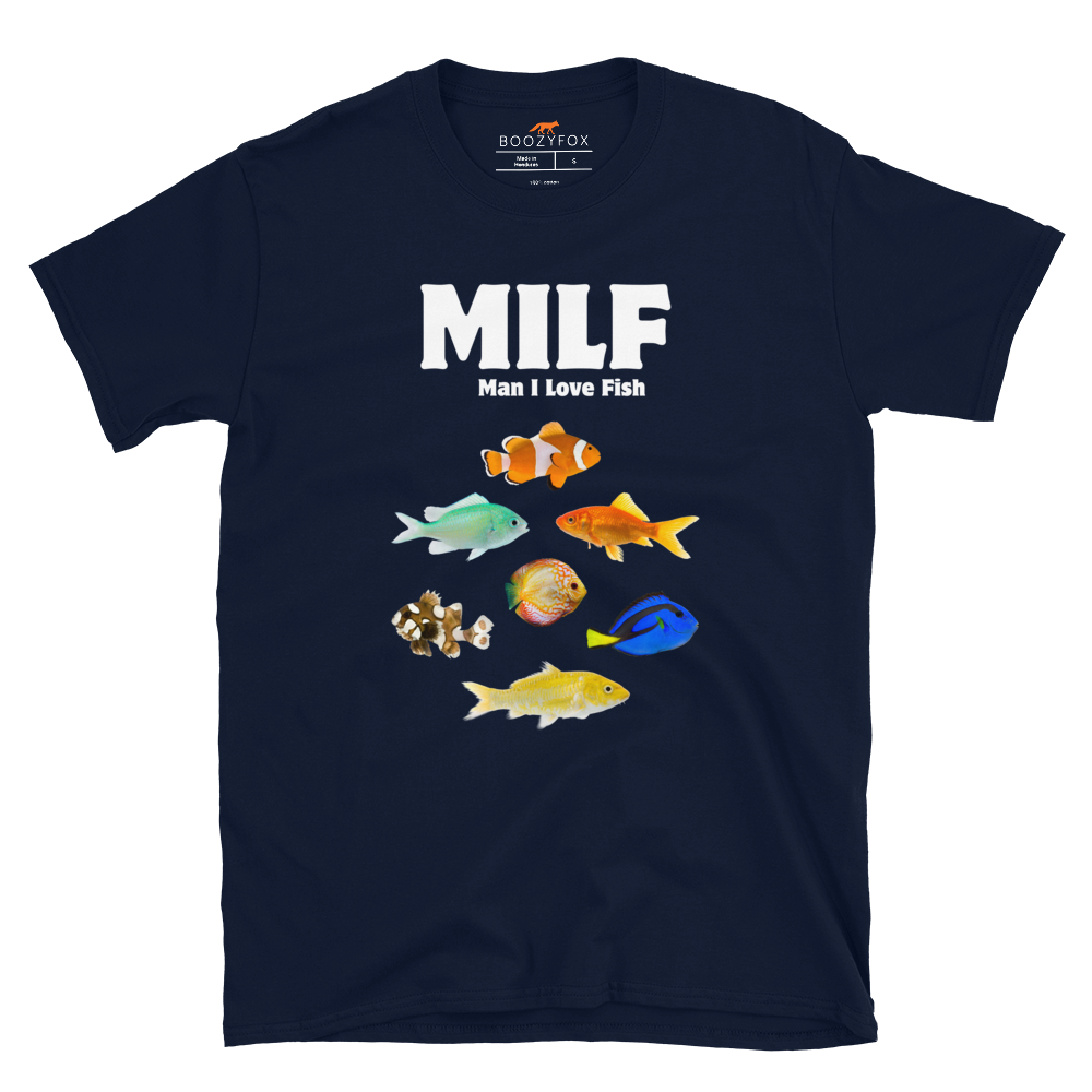 Man I Love Fish T-Shirt Online - Navy - Boozy Fox