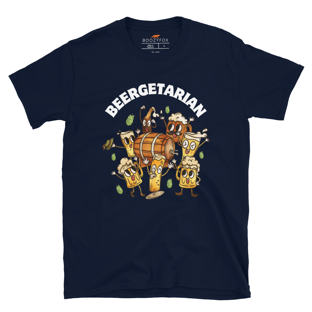 Beergetarian Beer T-Shirt Online - Navy - Boozy Fox