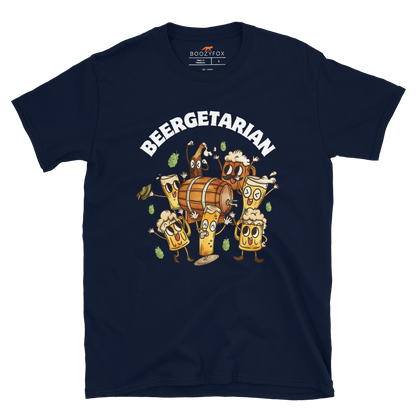Beergetarian Beer T-Shirt Online - Navy - Boozy Fox